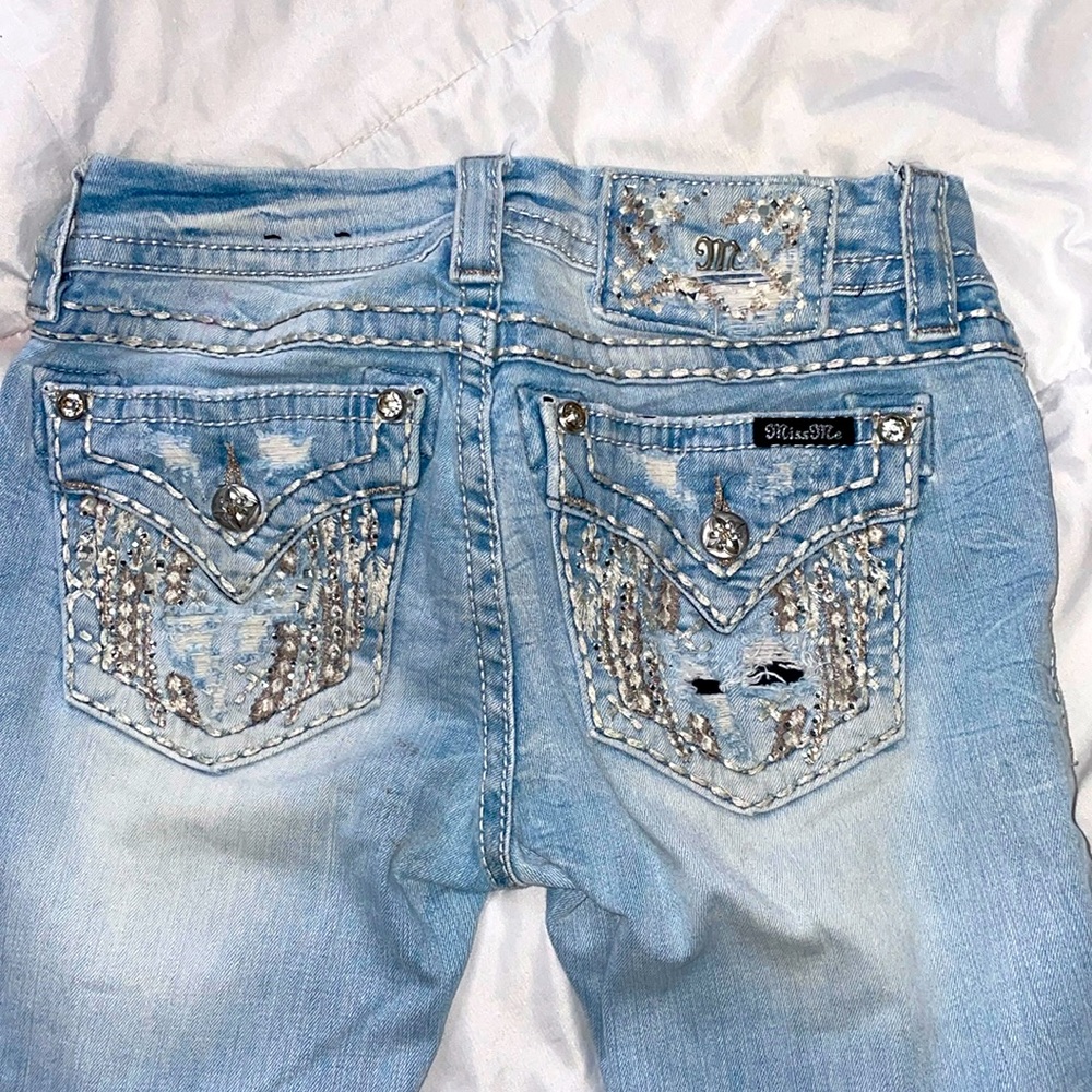 Miss me jeans size 26 signature boot, light blue jean color